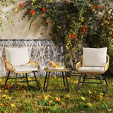 Ensemble bistro 3 pièces avec table basse Boho et 2 chaises avec coussins et coussins