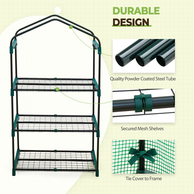 Eagle Peak 4-Foot Green Mini Indoor/Outdoor Greenhouse with Shelves