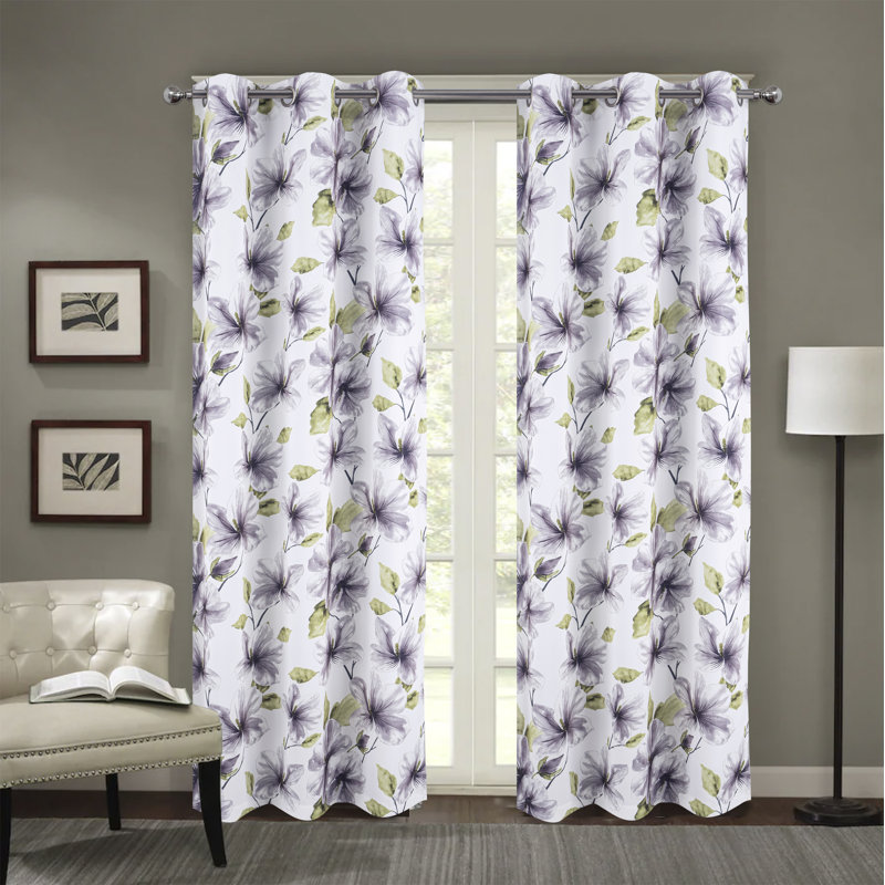 Rideau obscurcissant April Flowers, Argent