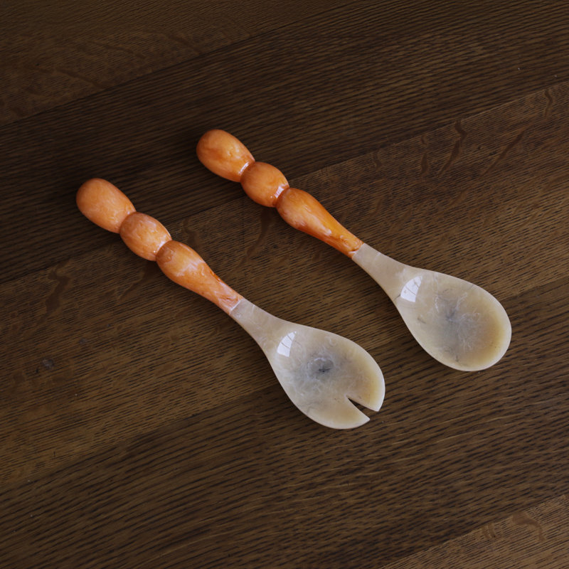 Couverts à salade en résine, Orange