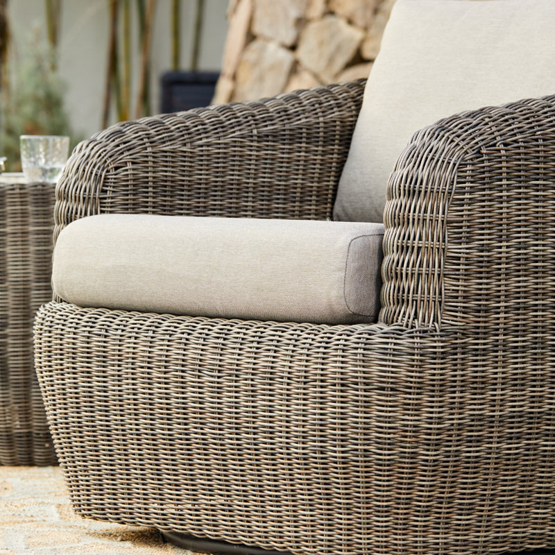 Cambelle 2-Person Swivel Rattan Seating Group with Cushions, Gray, Gray