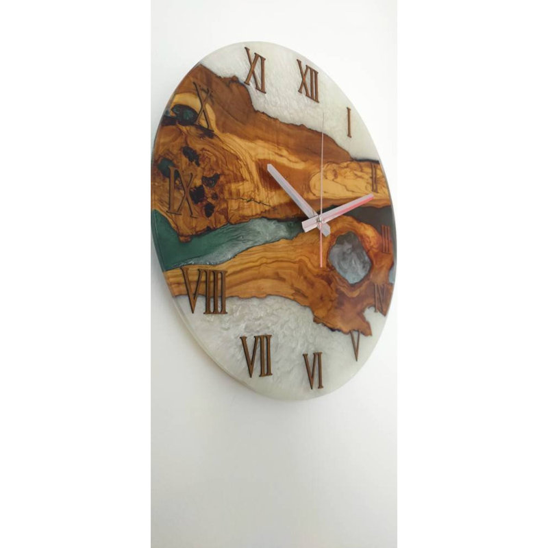 Horloge murale en bois, H 28 po x l 28 po x P 2 po