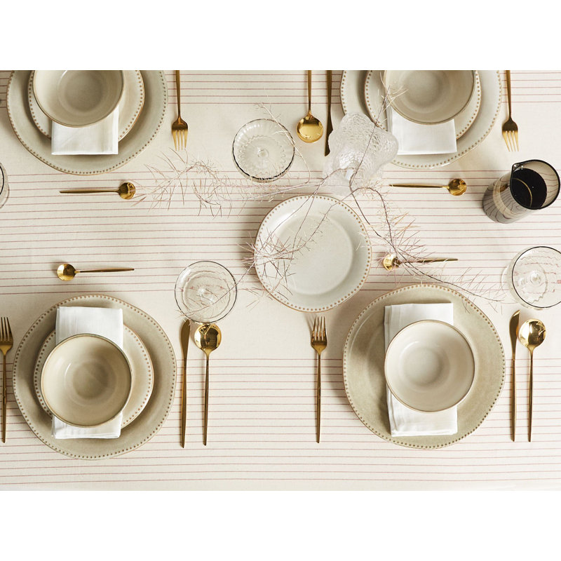 Set of 24 Dinnerware CHERVIL Stoneware, Beige