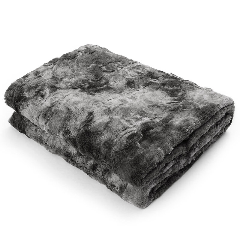 Jeté en fausse fourrure Faux Fur Throw Blanket, l 51 po x L 63 po, Gris foncé