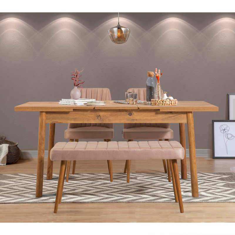 Durant 4 - Person Dining Set, Atlantic Pine, Atlantic Pine, Stone