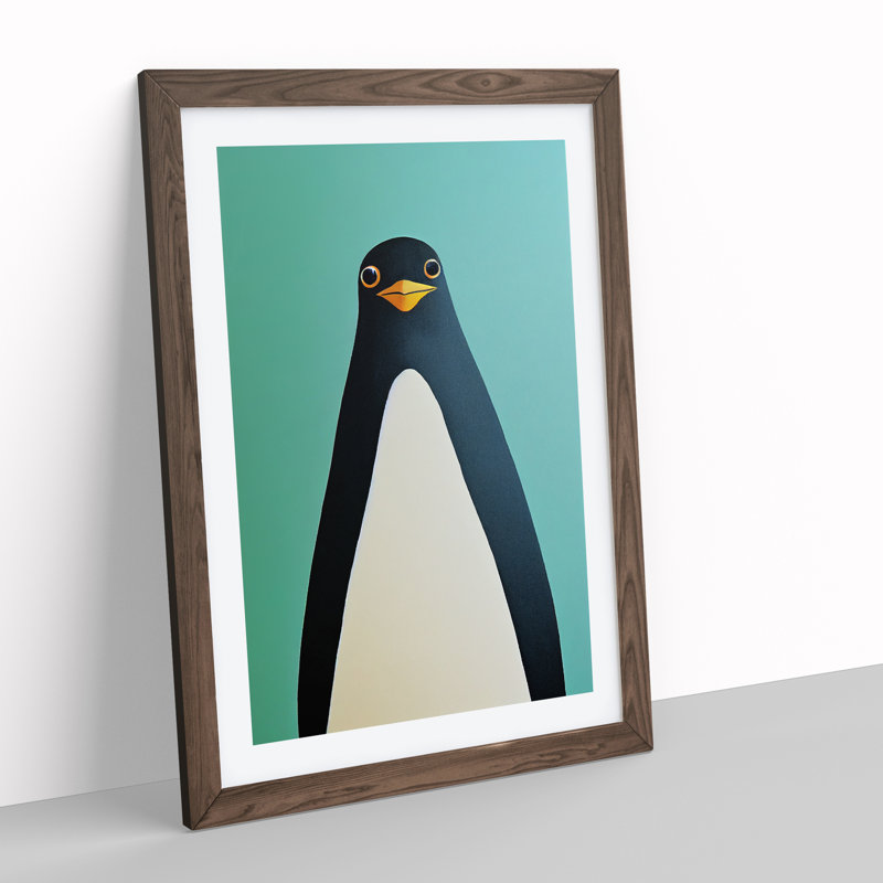 Unique Penguin Art No.2 Abstract - Single Picture Frame Print, 46cm H x 34cm W x 2cm D, Walnut Framed