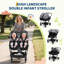 Double poussette légère côte à côte pour les jumeaux, poussette de voyage compacte pliable pour bébé avec auvent réglable et sièges inclinables, noir-117169558