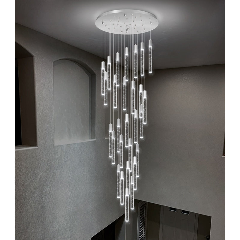 Lustre clair en cristal à intensité variable, Argent argent, 28