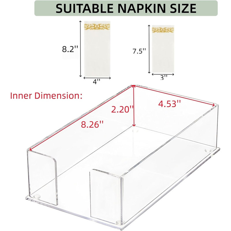 Paquet de 2 porte-serviettes de table en acrylique pour table, porte-serviettes en papier transparent pour comptoir de salle de bain