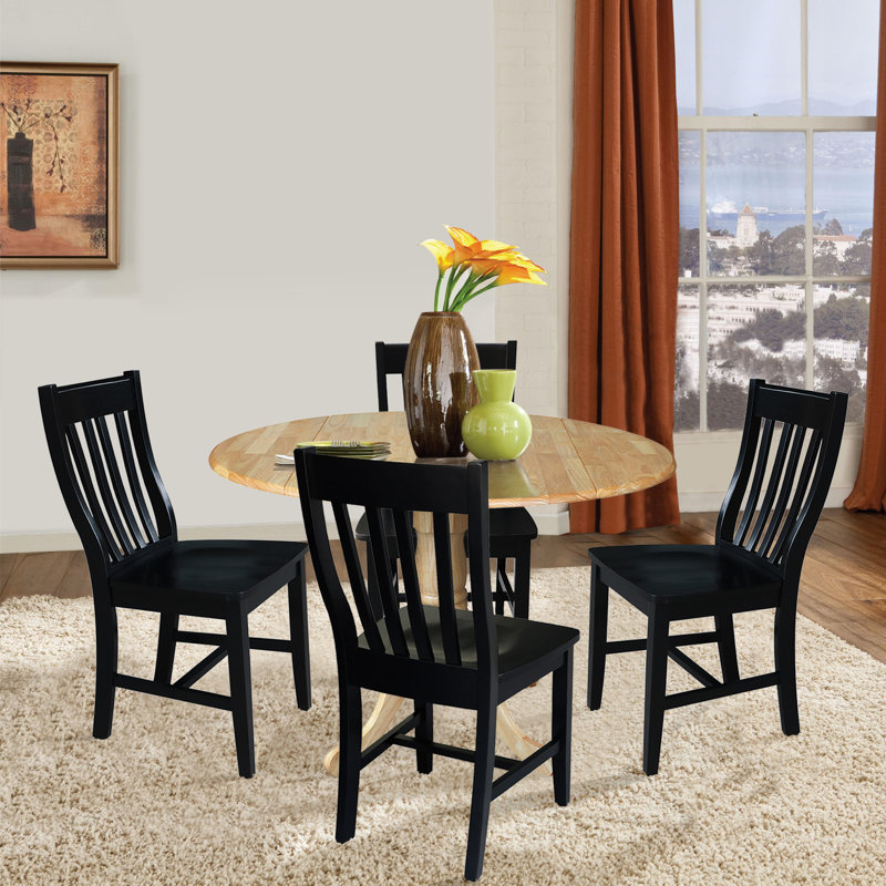 Gerga Drop Leaf Solid Wood Dining Set, Natural