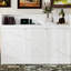Lit simple TG avec bureau, lumières DEL,. Blanc. Fabriqué en bois massif et pour un bureau à la maison fonctionnel ou une chambre d'amis de couleur blanche. Produit par Stylish