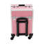 Valise de maquillage à roulettes rose, organisateur de beauté avec clés, idéale pour les maquilleurs et prothésistes ongulaires.
