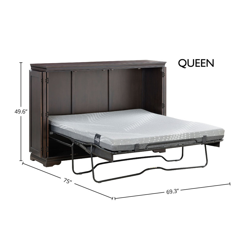 Caliann Solid Wood Murphy Bed, Espresso, Queen