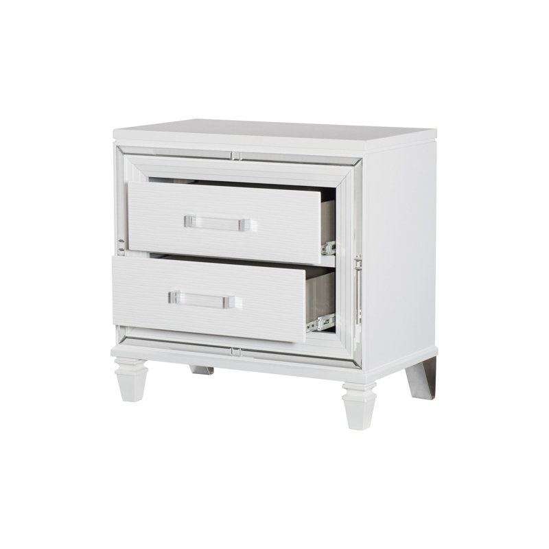 Ensemble de chambre avec lit tapissier Estrellas, Blanc, Très grand, Trois et quatre pièces : lit, table de chevet, c