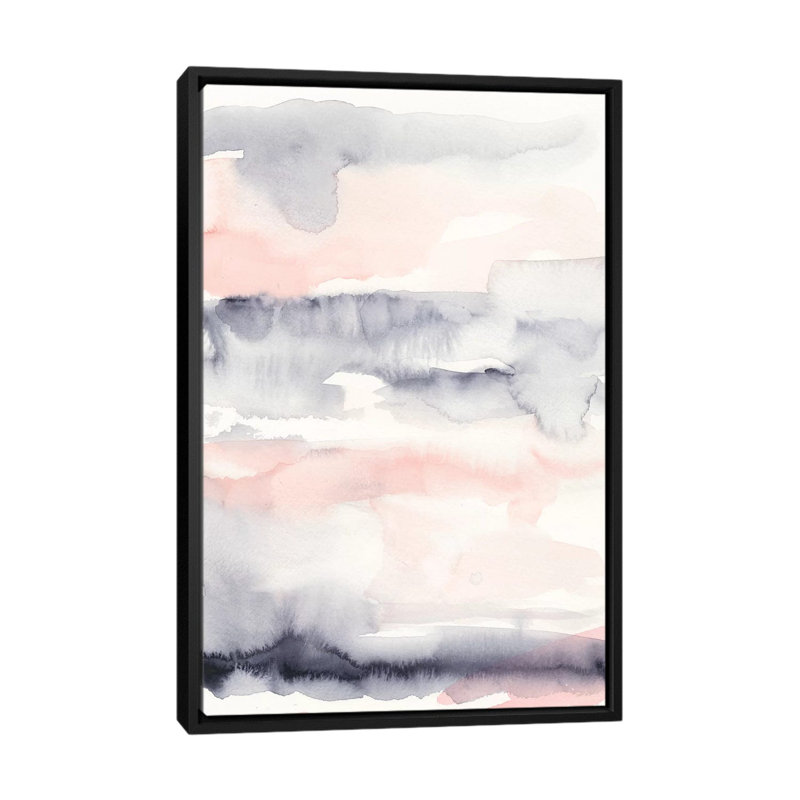 « Violet & blush II » par Ethan Harper, reproduction d’art, H 26 po x l 18 po x 1,5 po, Toile avec cadre noir, Pas de tapis