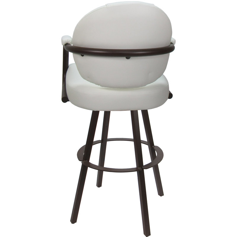 Tabouret de comptoir pivotant en métal Lavenia - base Warren, Vinyle blanc / cadre brun