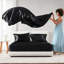 Drap-housse noir luxueux 100% satin, 7 pièces, froissé, doux pour la peau, - 1 plat, 2 ajustés, 4 taies d'oreiller, surface lisse, réduit les bris,