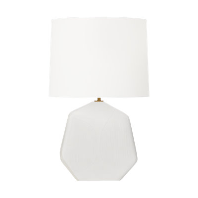 Lampe de table 1 lumière Hable London au fini céramique noire avec abat-jour en tissu de lin blanc