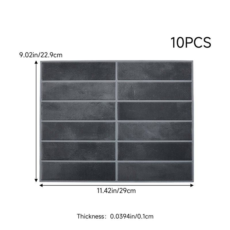 10Pcs Self-Adhesive Wall Tile Stickers, Black