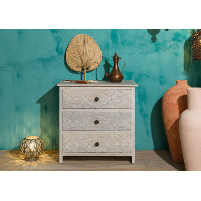 Kashmir Solid Wood 80cm W 3 - Drawer Chest of Drawers