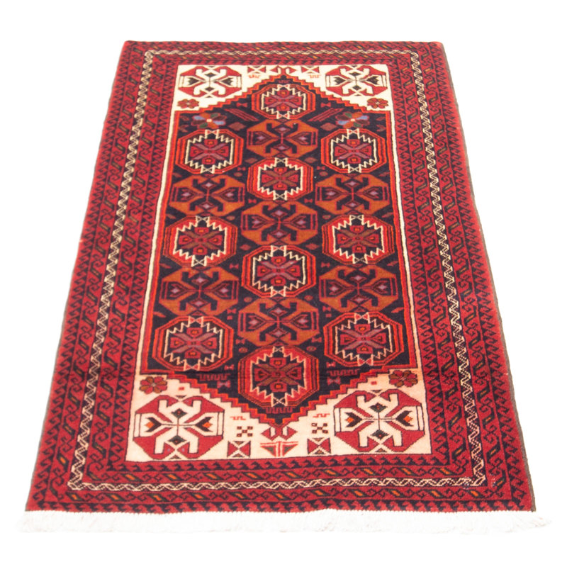 Tapis bleu marine foncé en laine noué à la main de conception unique 3 pi 3 po x 5 pi 9 po New Age
