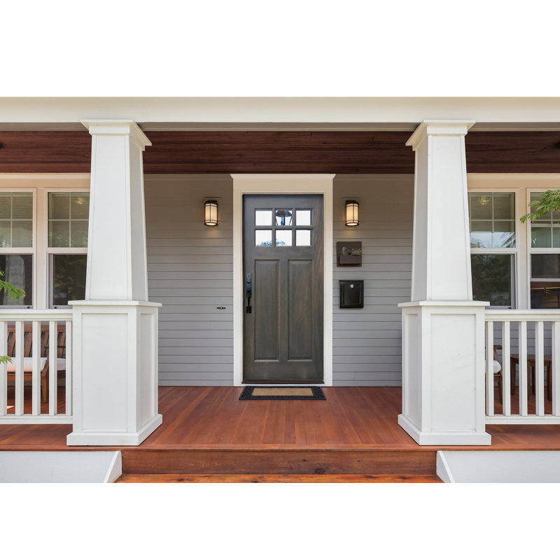 Mahogany Stained Wood 6-Lite Clear Glass Prehung Entry Door