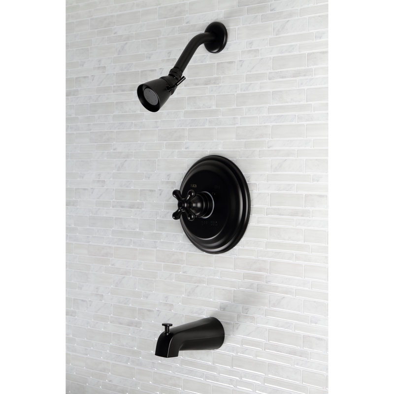 Kingston Brass Restoration Single-Handle Pressure Balanced Tub and Shower Faucet, Matte Black