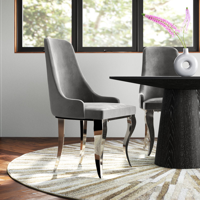 Chaise d'appoint rembourrée en velours Paquette, Gris