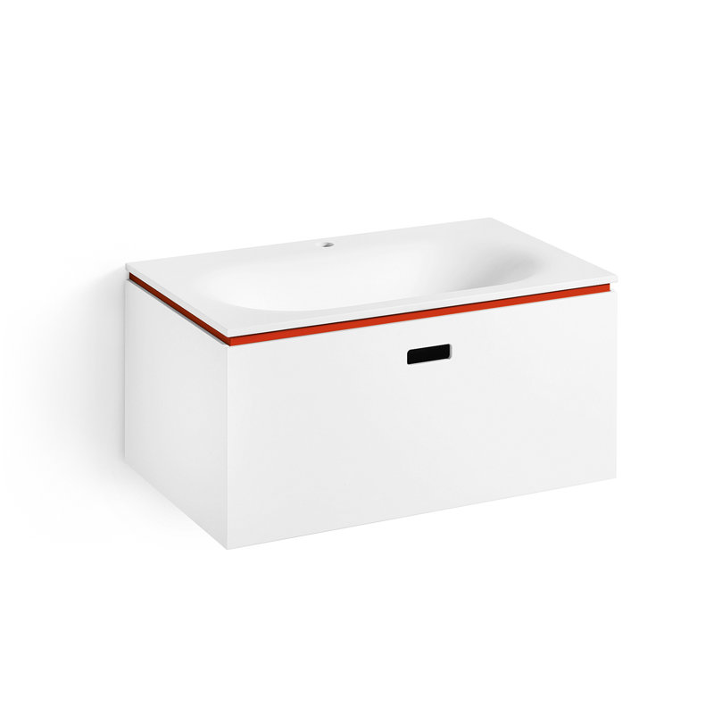 Linea 27.6'' W Single Vanity, White / Red