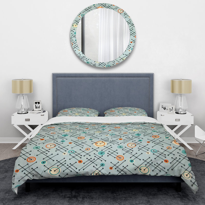 Modern & Contemporary Polyester Twill Geometric Shapes Duvet Cover, Full/Queen Duvet Cover + 2 Shams