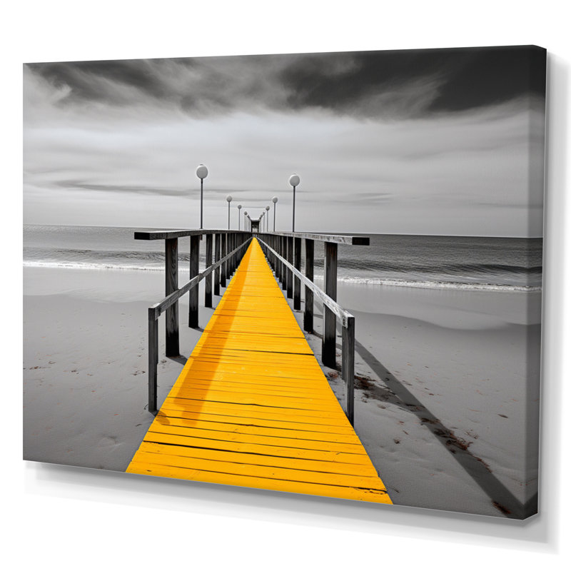 Alikah Beach Pier Perspect Black - impression, H 24 po x l 32 po x P 1 po, Toile tendue