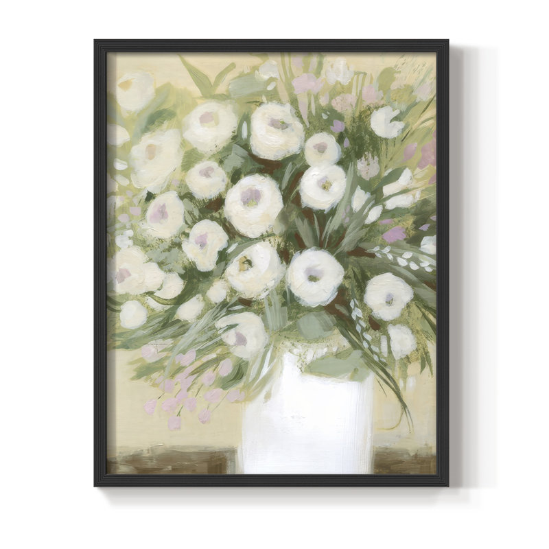 «Soft Sun Bouquet II», reproduction encadrée - bois massif, H 30 po x l 24 po, Noir, noir, noir, noir