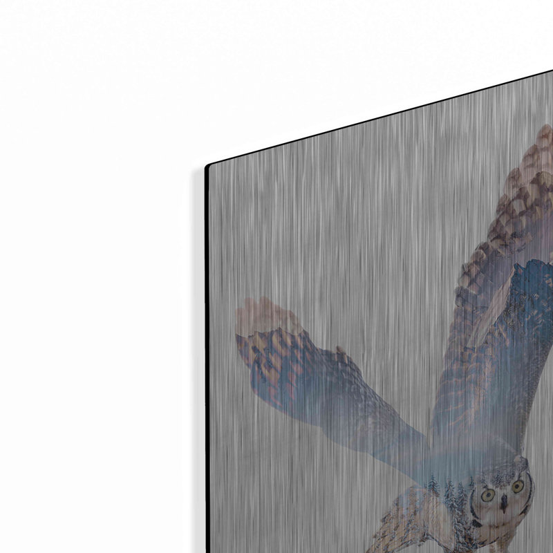 «Snow Owl II» par Clean Nature - reproduction d'art sur métal sans cadre, H 24 po x l 16 po x P 0,13 po