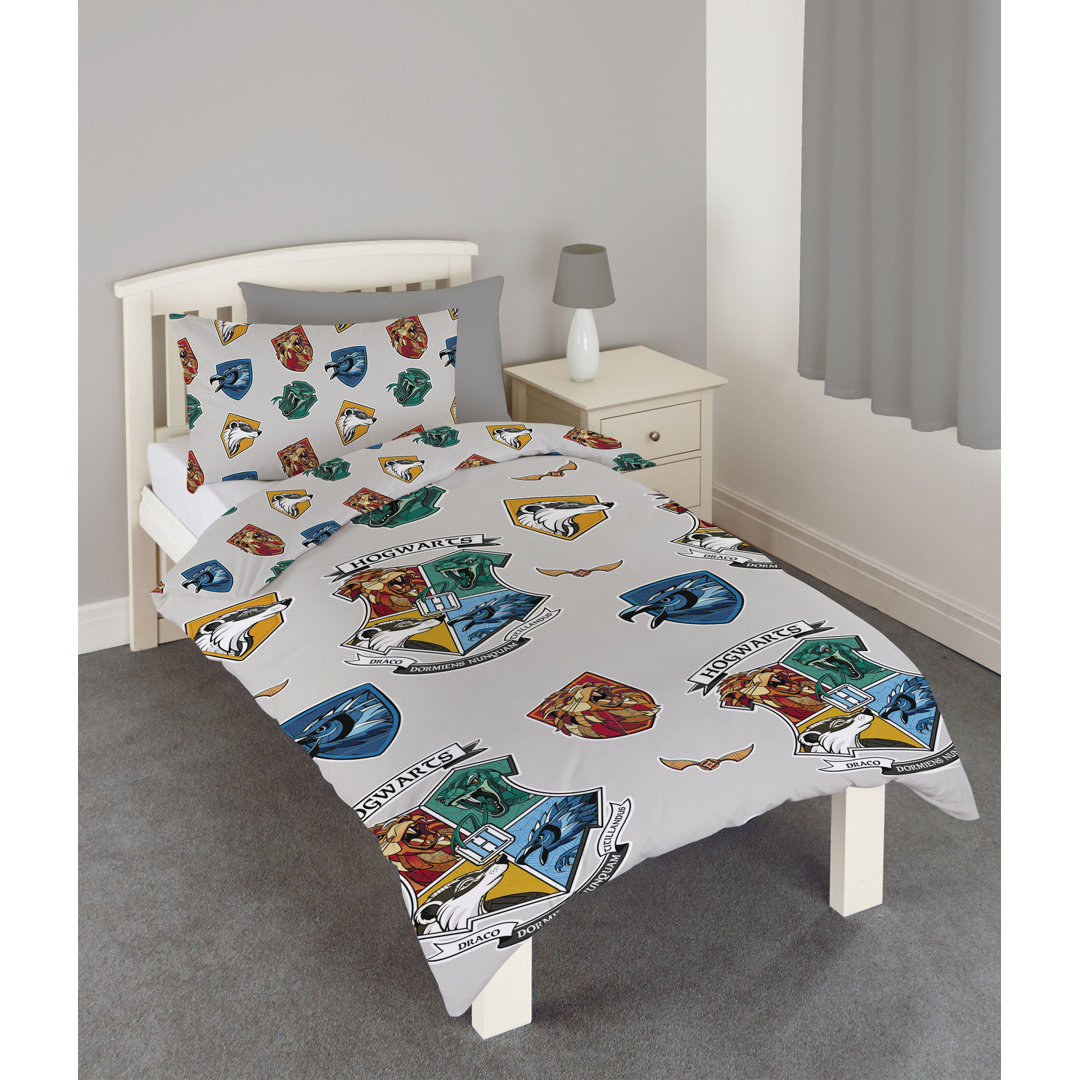 Harry Potter Gryffindor Ravenclaw Hufflepuff and Slytherin Reversible Duvet Cover Set