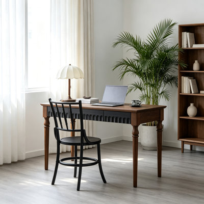 Bureau vintage élégant en frêne massif et noyer fumé