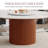 Modern 59"Round Dining Table with Lazy Susan, White Glossy Sintered Stone Top, Wood leg-889973081