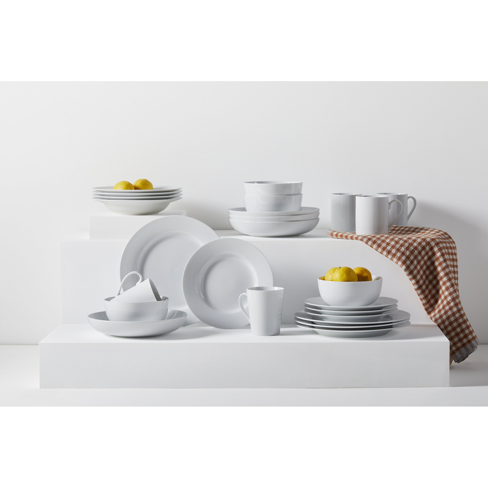 Claire Classic Rim 16pcs Dinnerware Set ( Dinner Plate / Salad Plate / Rim Soup / Mug , Service For 4 )