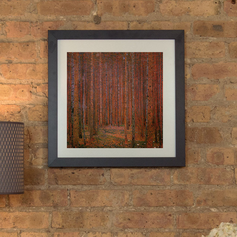 «Fir Forest I» par Gustav Klimt, impression, H 16 po x l 16 po x P 1 po, Papier encadré noir