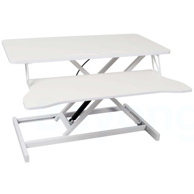 Bureau pour ordinateur portable à hauteur ajustable, station de travail assis-debout réglable avec plateau pour clavier, blanc