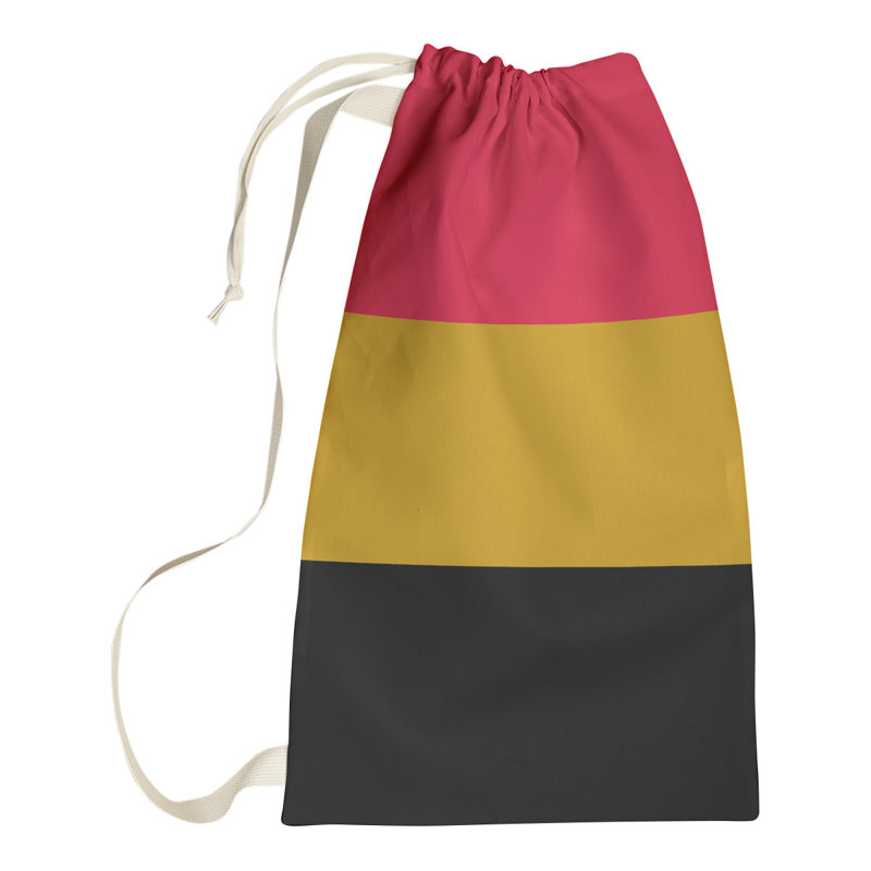 Fabric Laundry Bag with Handles, 29" H x 18" W x 1.5" D, Red/Gold/Black