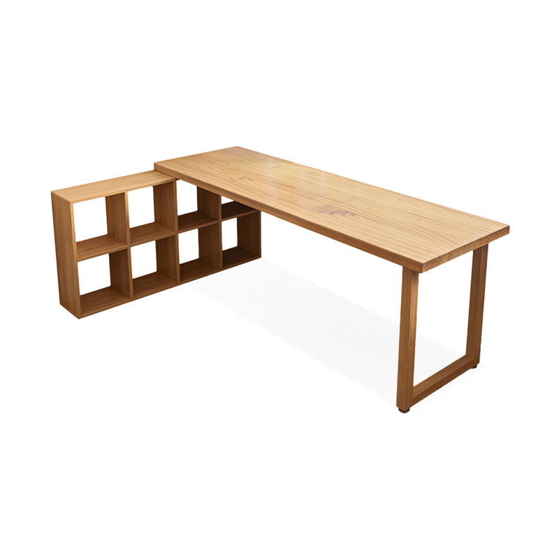 62.99" Burlywood L-Shaped Solid Wood desk, H 29,53 po x l 78,74 po x P 47,24 po