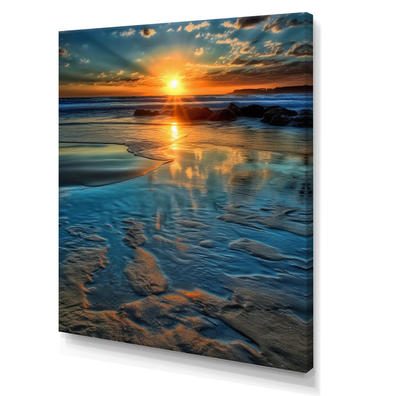 «Ocean Beachside» sur toile, H 32 po x l 16 po x P 1 po, Toile tendue