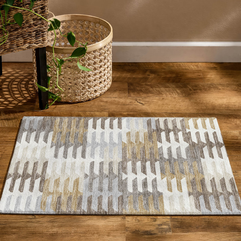 Premium Machine Washable Mayfield AMF2328 Geometric Rug, Taupe, 2'6" x 3'10"