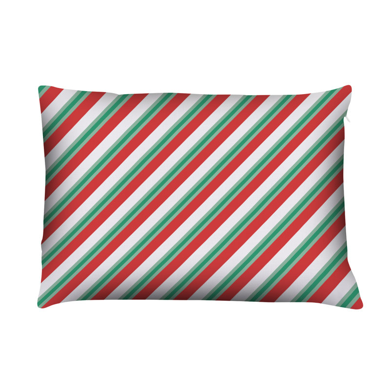 Coussin décoratif Earthy Boho, Rouge rayé, H 14 po x l 20 po