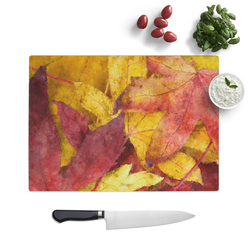 Autumn Leaves Vol.1 Painting Chopping Board, 0.4cm H x 20cm W x 29cm L