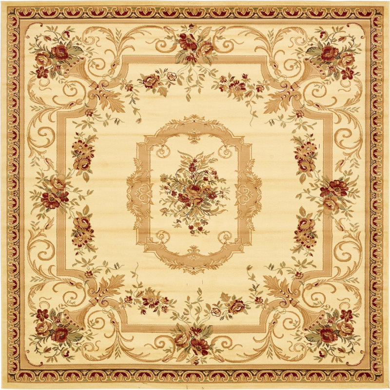 Debora Oriental Cream Area Rug, Cream, Square 3'1"