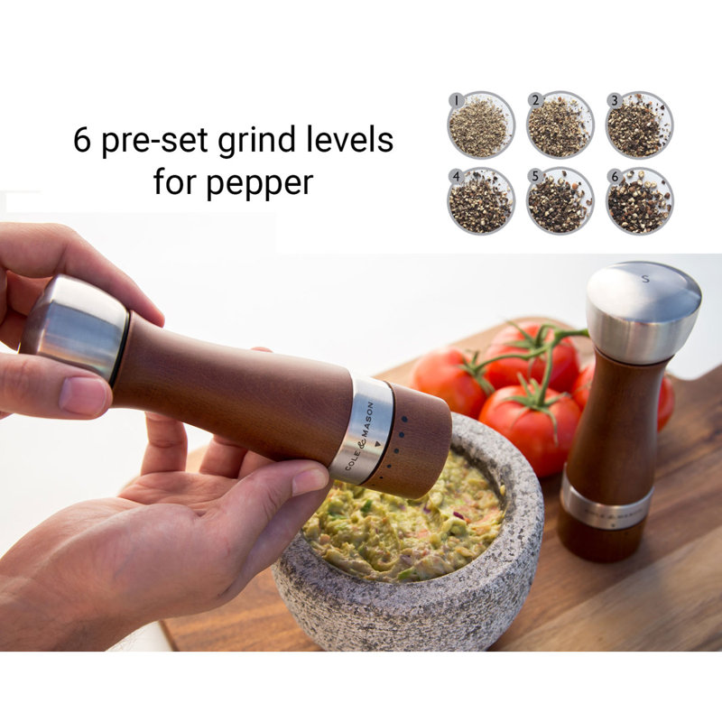 Oldbury Brown Beechwood and Steel Salt and Pepper Grinder Set