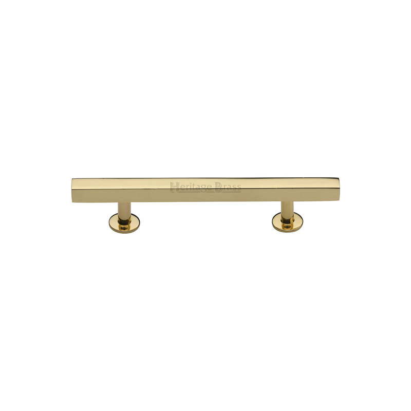 Heritage Brass Heritage Cabinet Pull Square Design with Footings, Polished Brass, 9.6cm