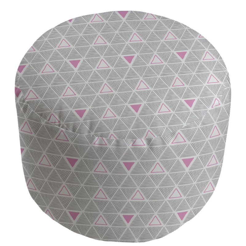 Upholstered Pouf, Pink Accent