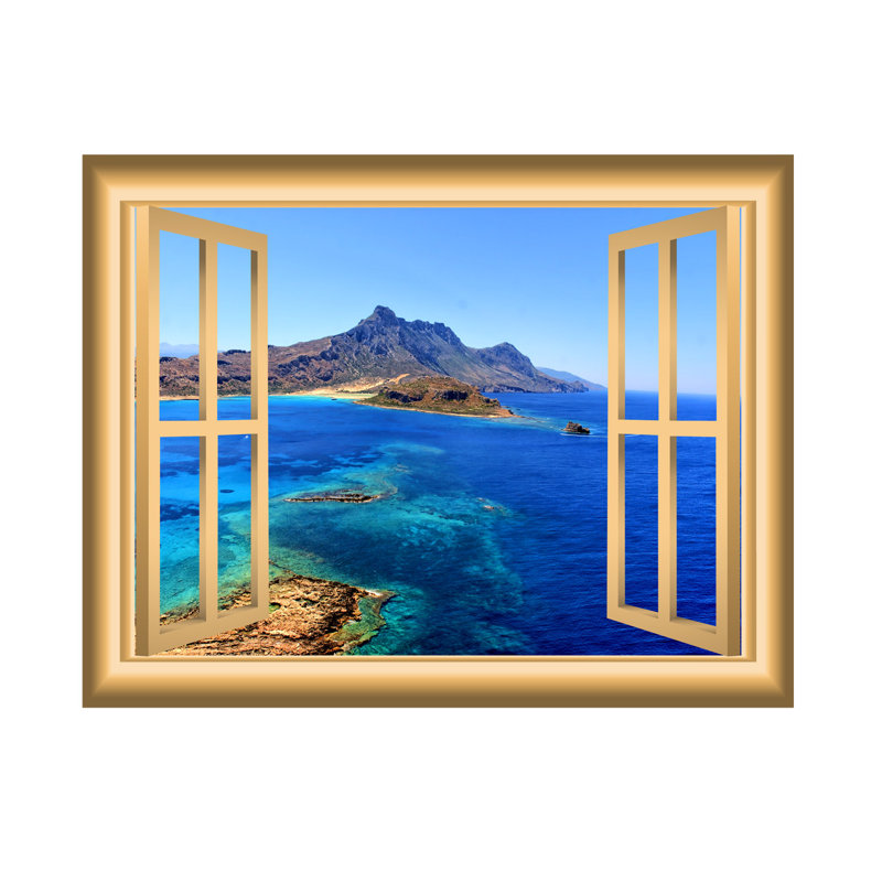 Décalcomanie murale montagne window ocean, H 18 po x l 22 po x P 0,01 po